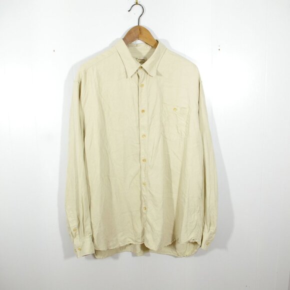 Tommy Bahama 100% Silk Button Up Shirt Adult Extra Large Beige Tan Casual Mens - Picture 1 of 8